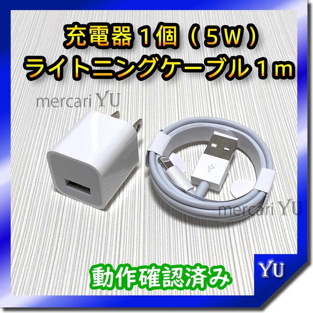 1mケーブル＆充電器セット【計2点】 ライトニングケーブル iPhone USB 