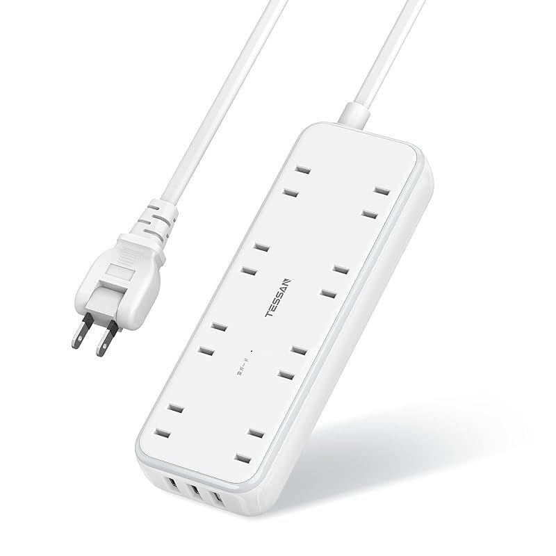延長コード 2m 電源タップ usb付き テーブルタップ 8個AC口 3USBポート TESSAN タコ足配線 oaタップ 蛸足コンセント 雷ガード 一括スイッチ付き 0