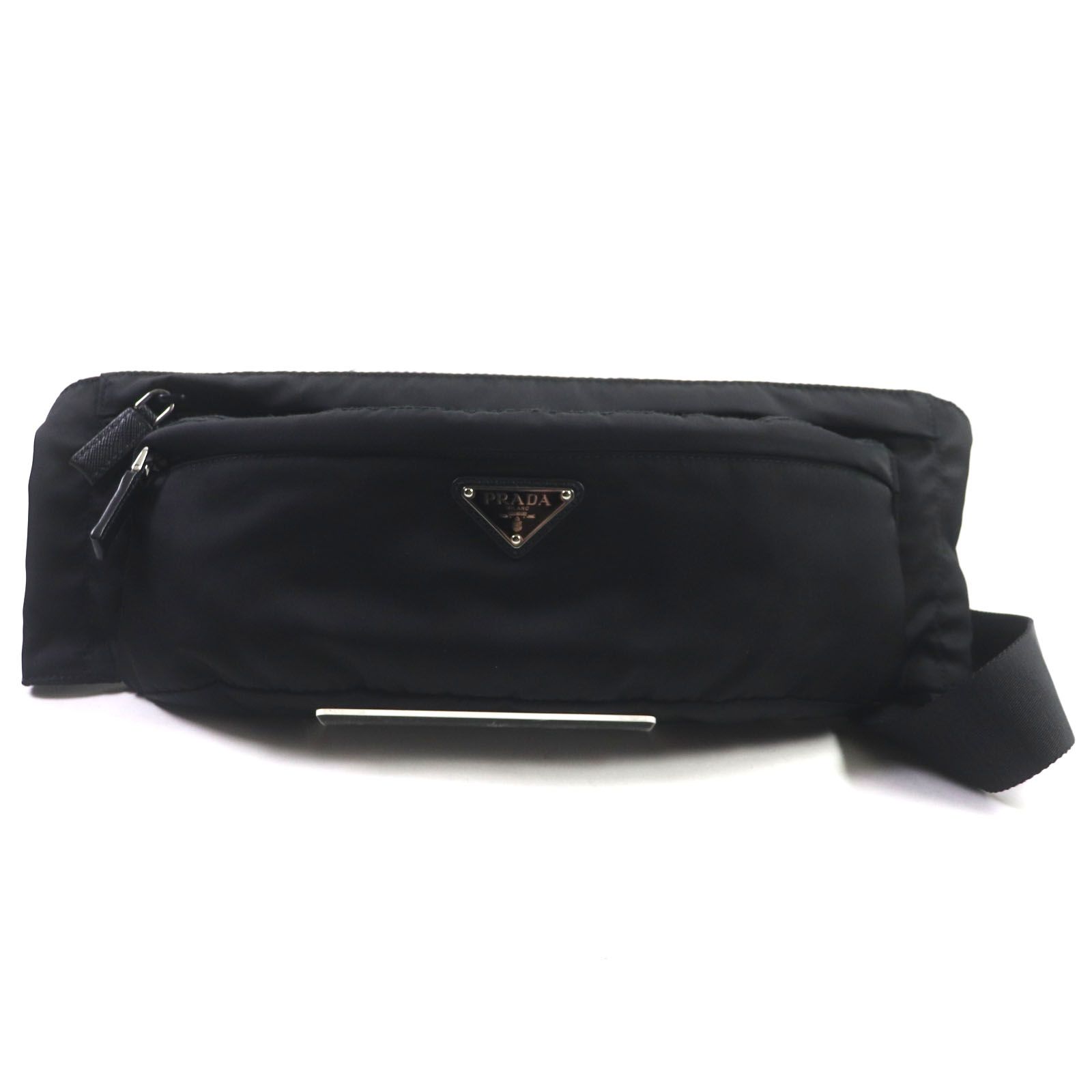 ty9様専用ページ極美品PRADA プラダ 2VL132 ステート トライアングルロゴ ナイロン サフィアーノレザー ウエストバッグ ボディバッグ ブラック シルバー金具 保存袋付き メンズ