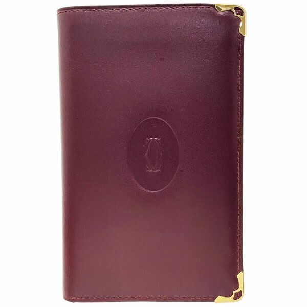 送料無料。 カルティエ 札入れ マスト 二つ折り札入れ レザー 革 ボルドー Cartier 2C 財布 二つ折り財布 コンパクト財布 ミニ財布 ミニウォレット ウォレット サイフ 小銭入れ無し 精妙な