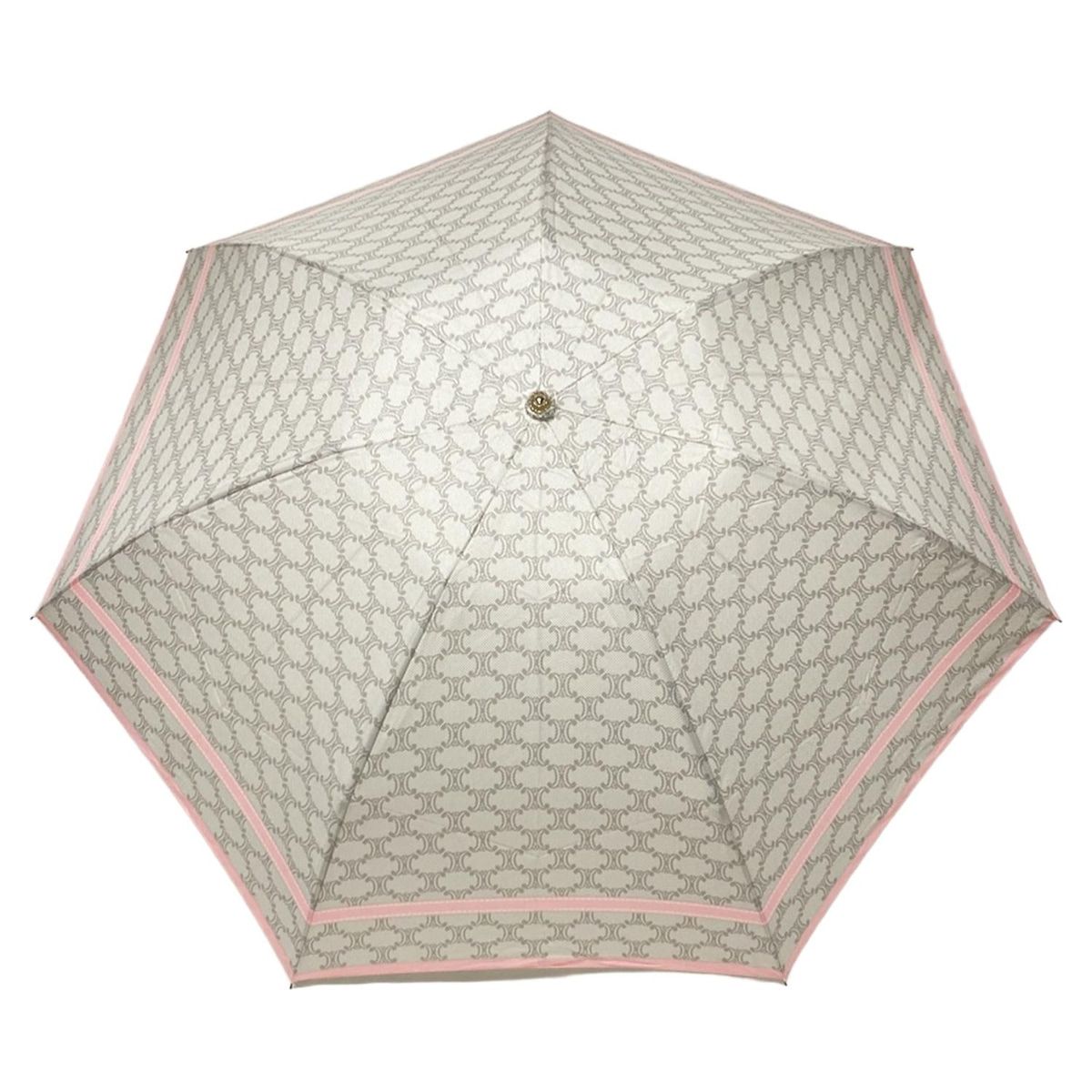 CELINE セリーヌ 折りたたみ傘 - グレー×ピンク マカダム柄