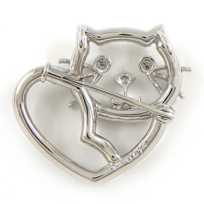 ラウンドカットダイヤモンド】 ブローチ／ペンダントトップ キャット  