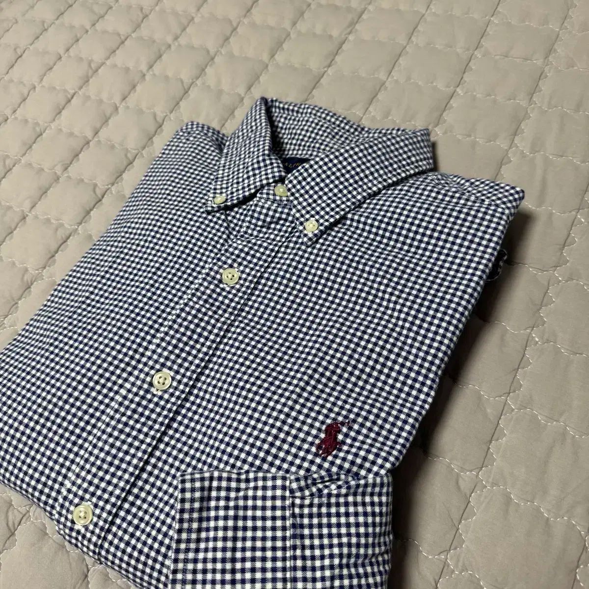 ポロ ラルフローレン ブルー ギンガム CHECK Oxford シャツ スリムフィット L