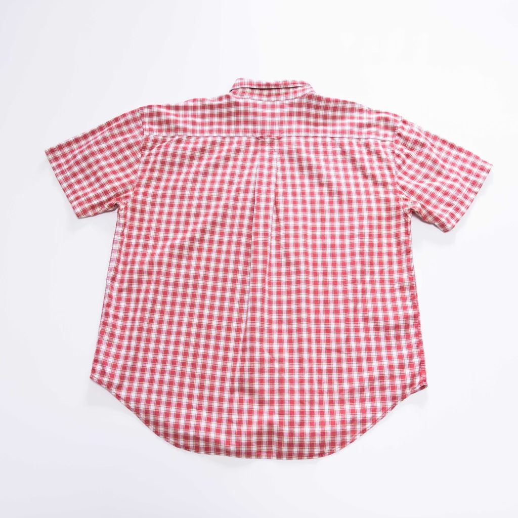 90s オールド GAP 半袖 ギンガムチェック シャツ コットン 赤 古着 L 90s old GAP 半袖 ギンガムチェック ボタンダウン シャツ