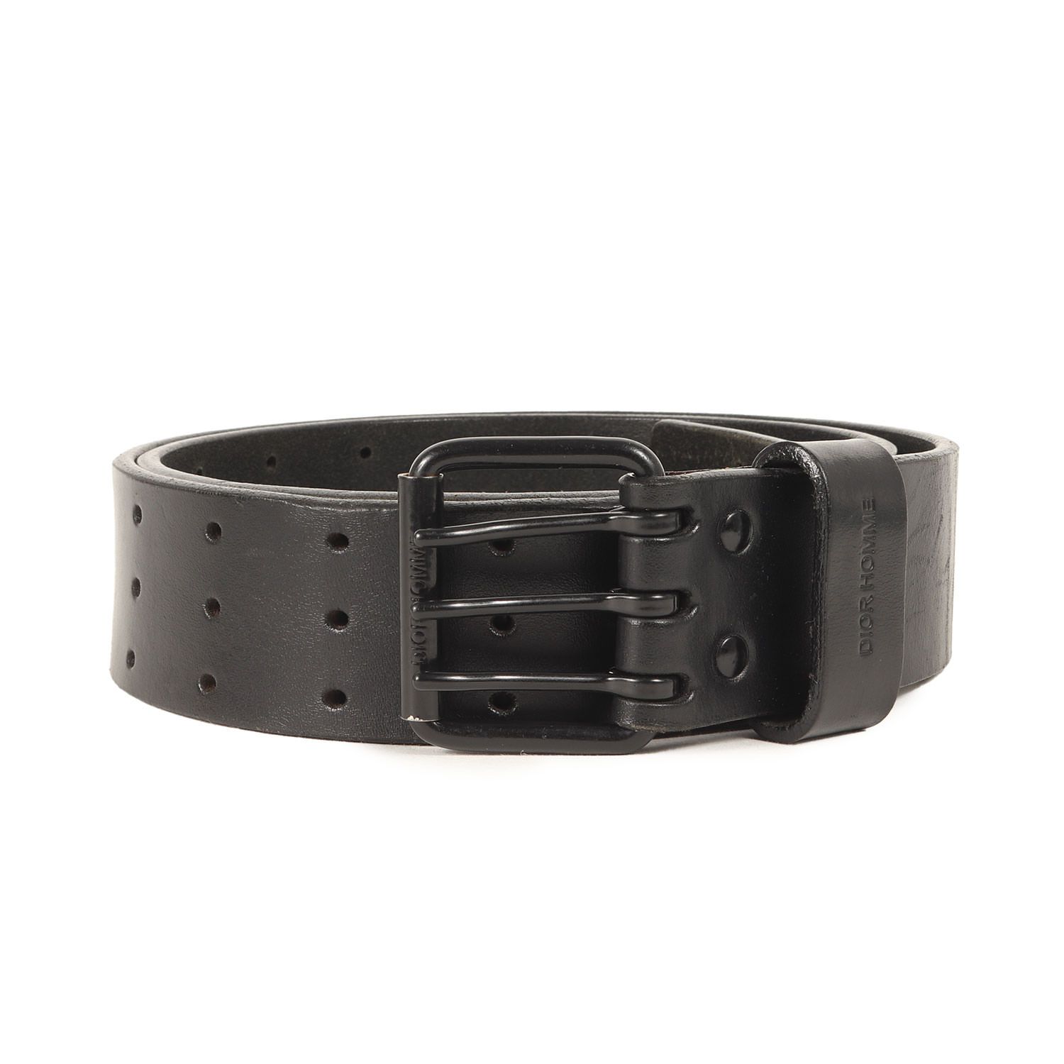 Dior Homme ブラックレザーベルト　全長約100cm ディオール・オム DIOR HOMME CDロゴ ベルト 衣料品 レザー