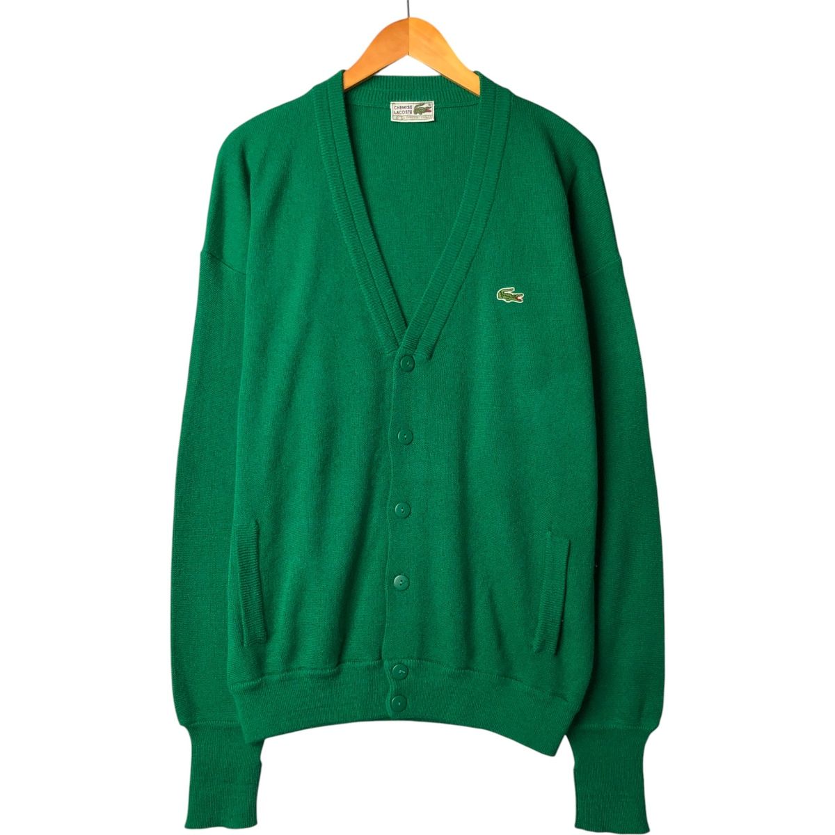 古着 80年代 ラコステ LACOSTE CHEMISE フレンチラコステ アクリルニットカーディガン スペイン製 メンズL相当 ヴィンテージ|eaa584621