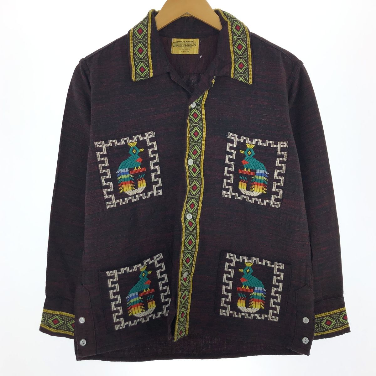 古着 70年代 UNKNOWN オープンカラー グアテマラシャツ メンズS