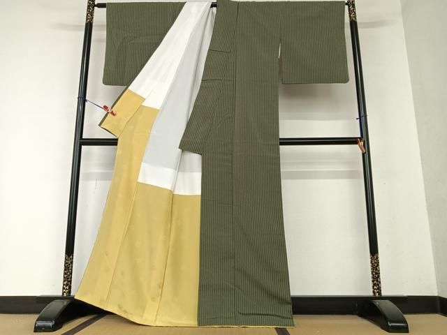 平和屋着物○上質な小紋 縞 お召縮緬 正絹 逸品 AAAY0271zg - メルカリ 