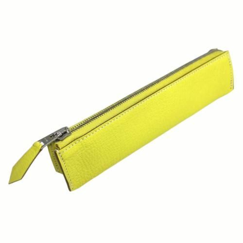 エルメスピッコロ HERMES エルメス ピッコロ ペンケース シェーブル ライム シルバー □O