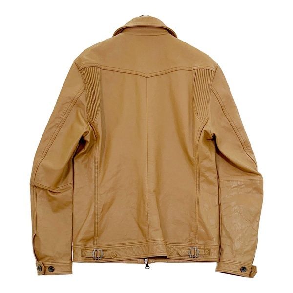 キャサリンハムネット ラムレザー シングルライダースジャケット 羊革 アイボリー キャサリンハムネット ラムレザー シングルライダースジャケット 羊革