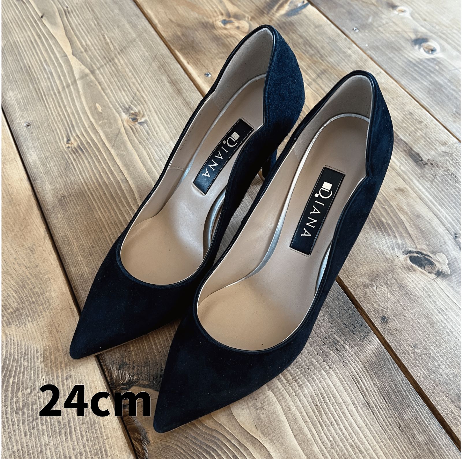 DIANA ダイアナ パンプス ハイヒール 黒 スエード 24.0cm 美品 DIANA ダイアナ パンプス ハイヒール 黒 スエード 24.0cm 美品