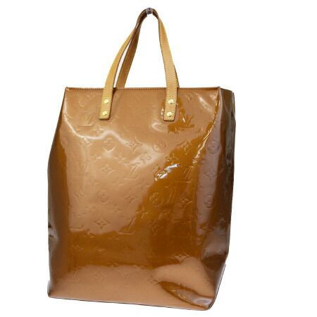 【中古】 ルイヴィトン LOUIS VUITTON リード MM トートバッグ ハンド モノグラム ヴェルニ ブロンズ エナメル レザー M91143 66EP634