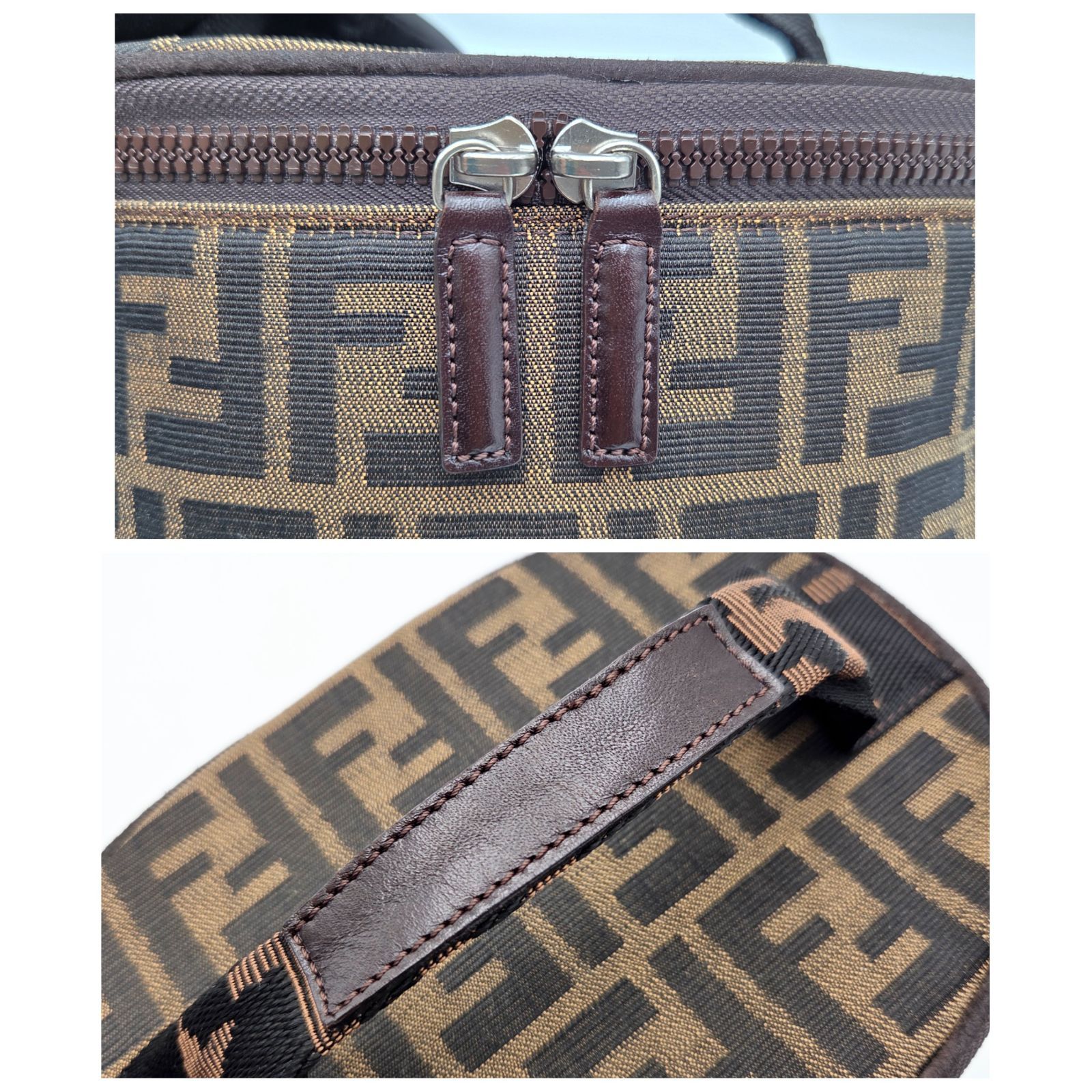 FENDIフェンディ ズッカ柄 レザー×キャンバス バニティバッグ メイクポーチ FENDI フェンディ ズッカ柄 バニティバッグ 化粧ポーチ