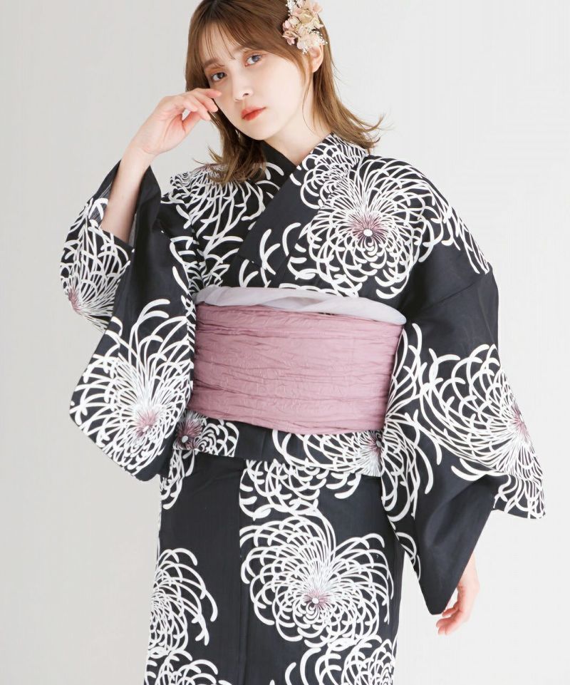DITA ディータ 浴衣 2点セット 月夜の乱菊しらべ 黒 白 ピンク 月夜の乱菊しらべ】Dita ディータ 浴衣 5点セット レディース