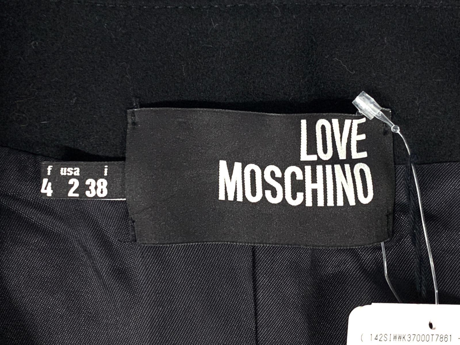 LOVE MOSCHINO (ラブモスキーノ) ノーカラースタッズコート ウール 黒 