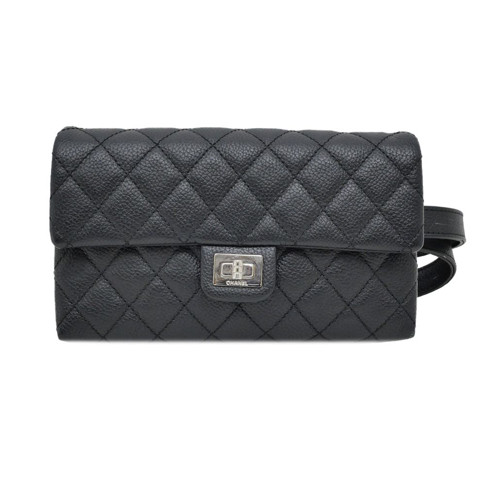 名東 CHANEL シャネル ウエストバッグ マトラッセ 2.55 キャビアスキン ブラック 黒 ボディバッグ ユニフォーム GD金具 レディース メンズ