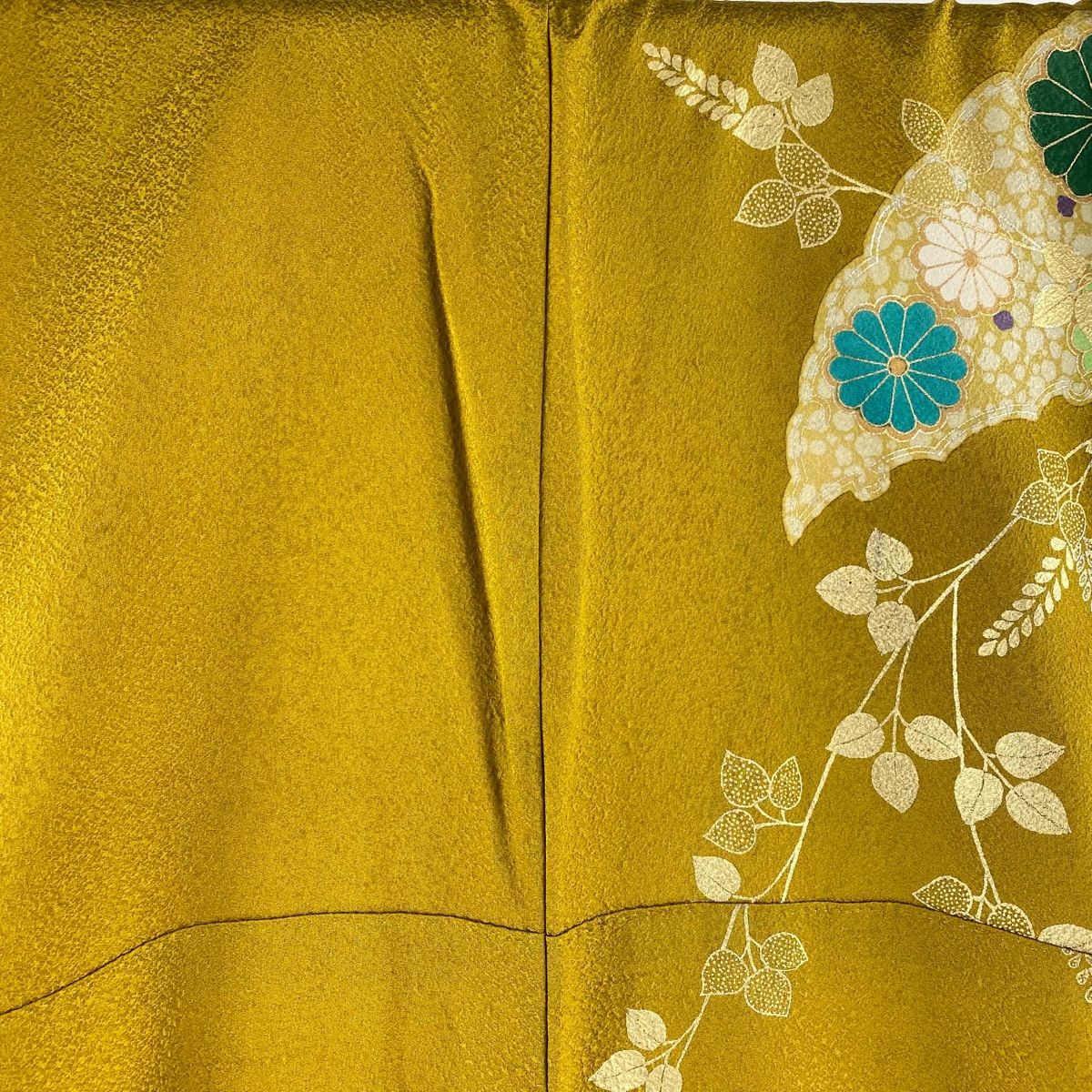 s*m様 【美品】振袖　正絹100% 5点　フルセット　身丈159cm 花車　橙 振袖 セット 未仕立て 仮絵羽 黄 イエロー 菊 梅 竹笹 花 正絹 西陣織