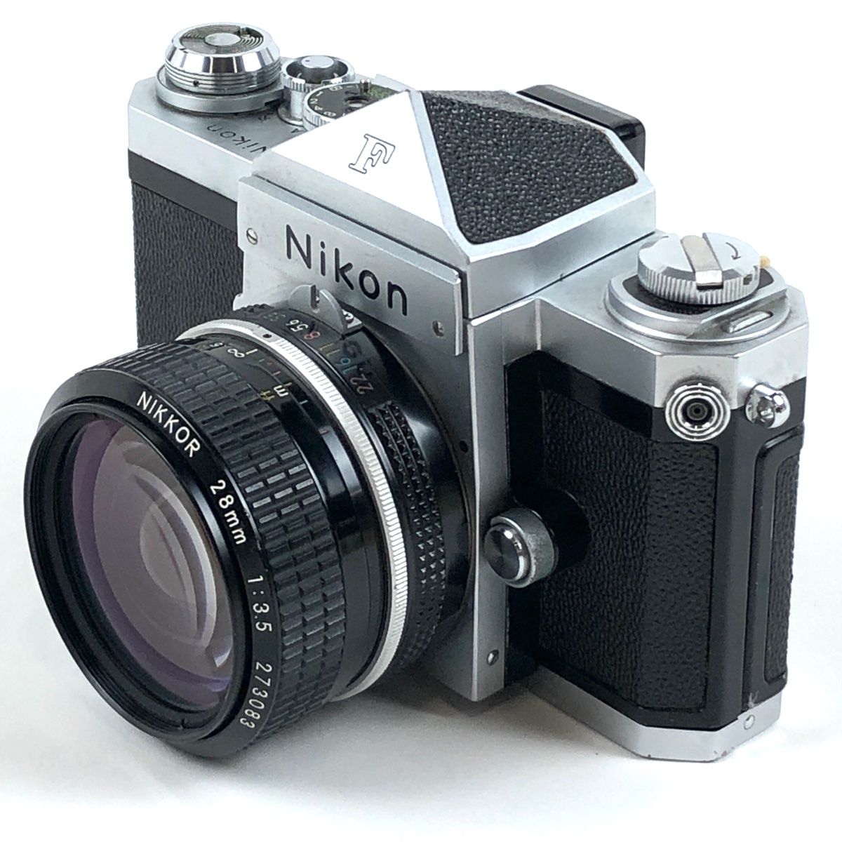 ニコン Nikon F アイレベル シルバー ボディ＋NIKKOR 28mm F3.5 非Ai フィルム マニュアルフォーカス 一眼レフカメラ 【中古】