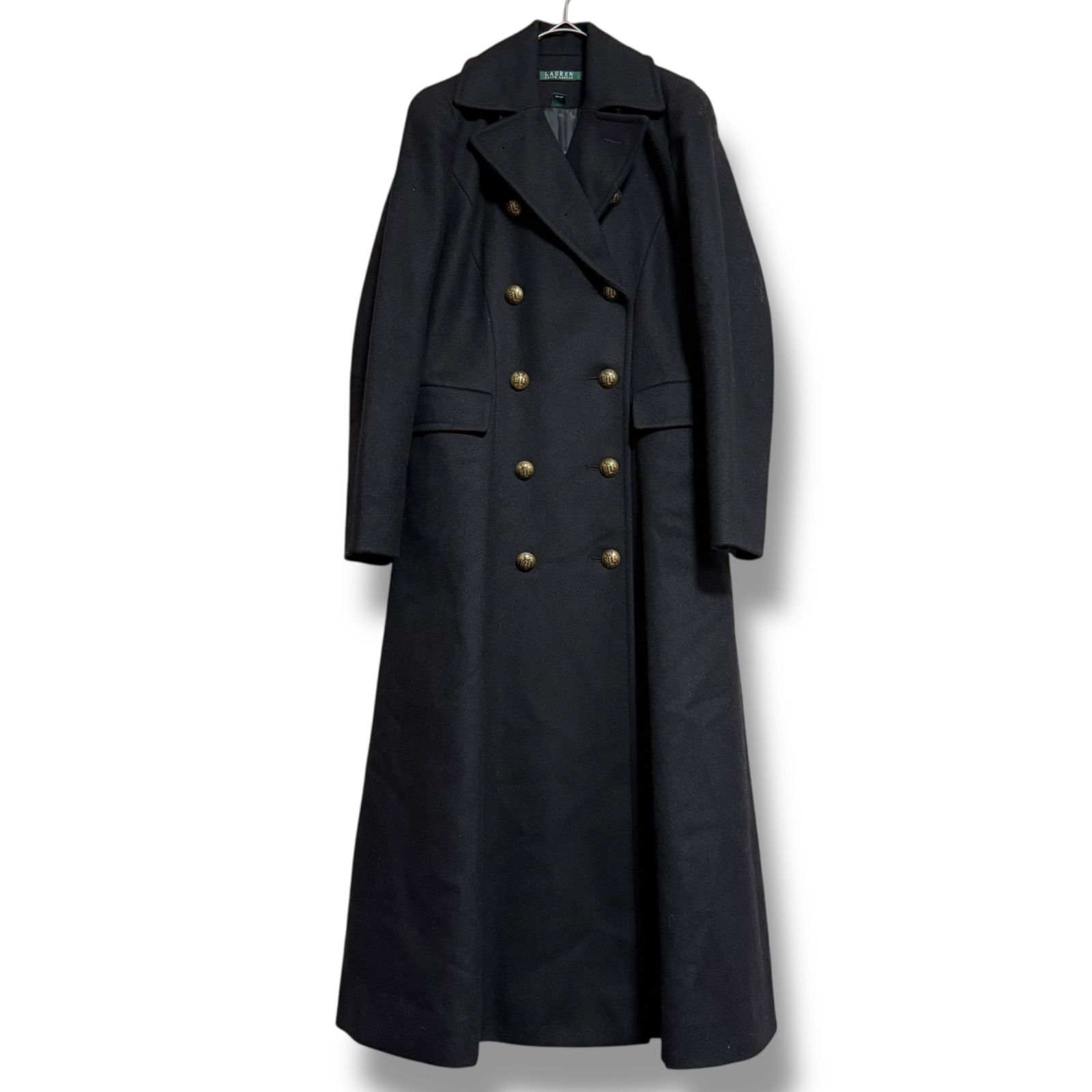 RALPH LAUREN ラルフローレン　ウール　ロングコート　ゴールドボタン ラルフローレン ロゴ入りゴールド釦 ウールお素材 ダブルブレスト