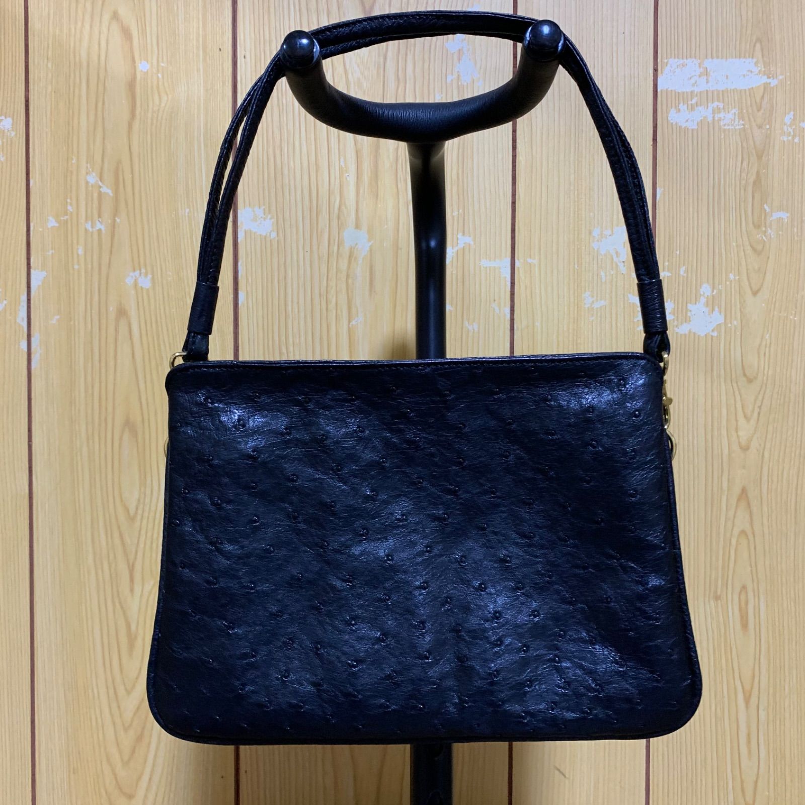 58 美品 GENUINE OSTRICH オーストリッチ ダチョウ革 ハンドバッグ 