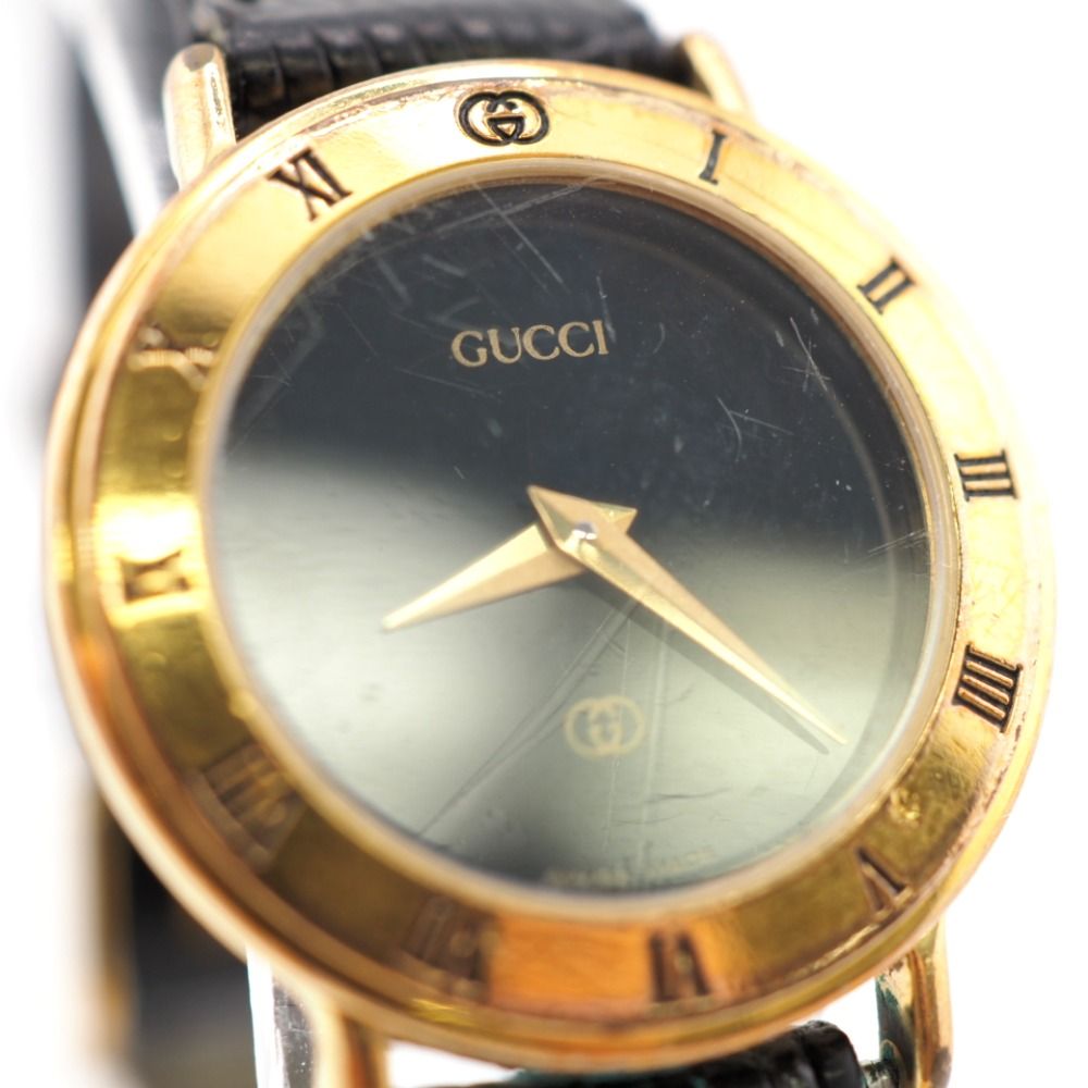 GUCCI/グッチ 3000L GGロゴ クォーツ 腕時計 ブラック レディース