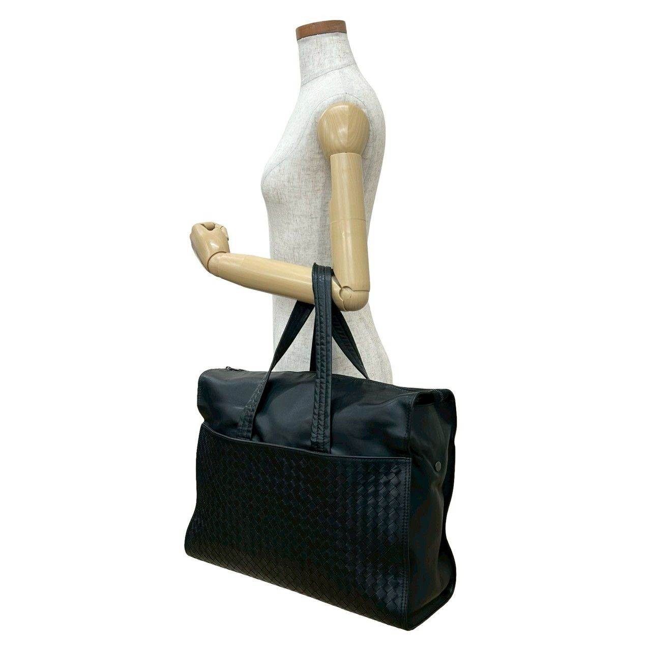 袋付き BOTTEGA VENETA ボッテガヴェネタ イントレチャート レザー 本革 トートバッグ ビジネスバッグ A4収納 ブラック d22-4