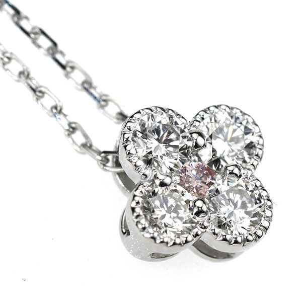 Pt 天然ピンク ダイヤモンド ペンダントネックレス 0.02ct D0
