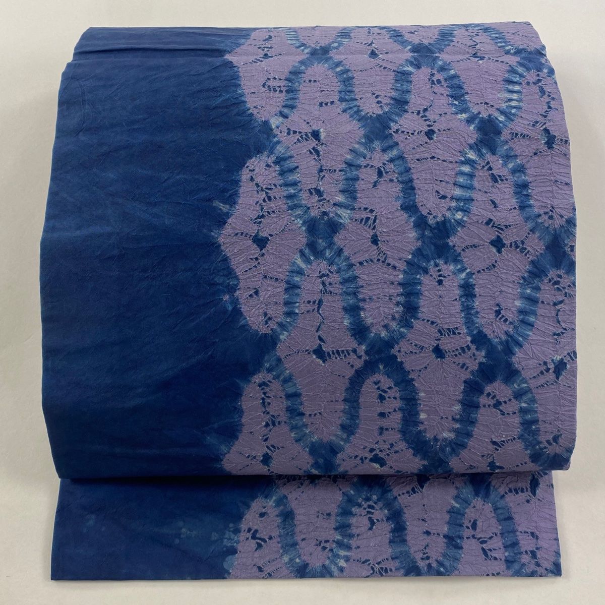 付け帯 秀品 作り帯 網目 幾何学模様 絞り 藍色 正絹