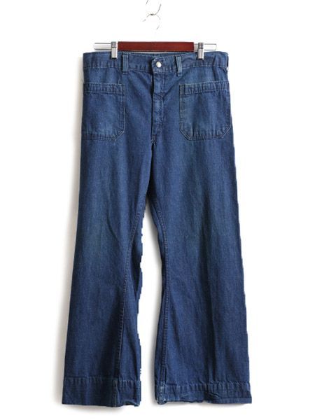 お得なクーポン配布中!】 濃紺 60s 70s Navdungaree デニム フレア 
