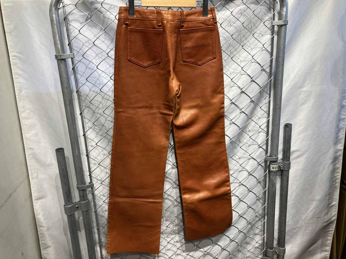 60-70s レザーパンツ Char•designs ロングパンツ オレンジブラウン