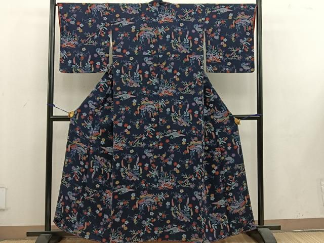 平和屋着物●お召　格子　黒地　鬼しぼ縮緬　やまと誂製　正絹　逸品　AABC3228ck 平和屋着物○お召 格子 黒地 鬼しぼ縮緬 やまと誂製 正絹 逸品 AABC3228ck