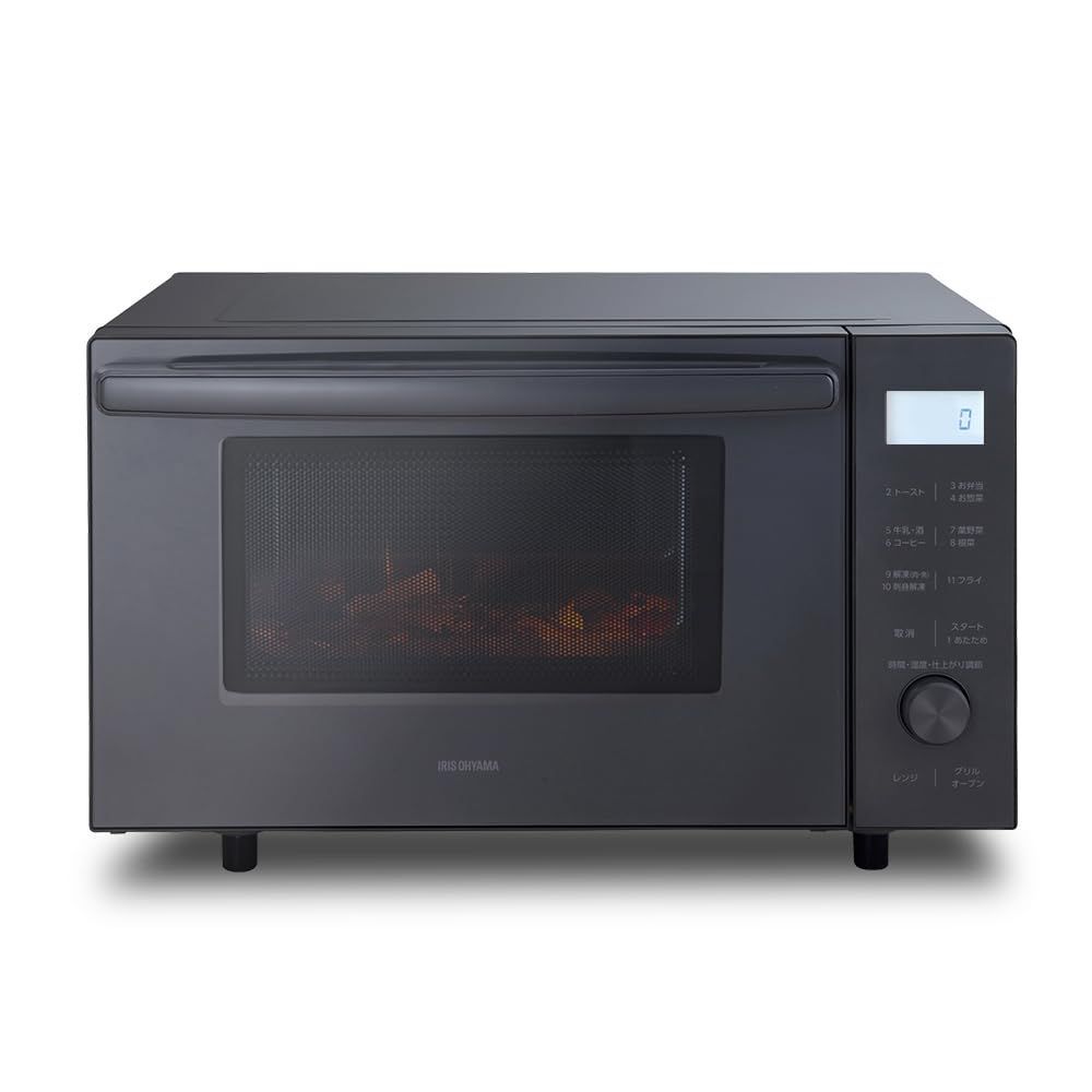 フラットテーブル 18L ヘルツフリー 全国対応 レンジ~600W オーブンレンジ オーブン~200℃ 自動メニュー11種 トースト アイリスオーヤマ 1年メーカー アッシュ MO-F1809
