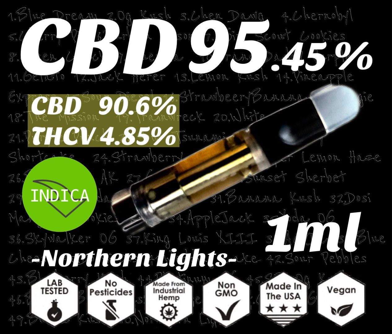 日本最大の サービス品フルスペ95% CBDリキッド 1ml Northern Lights