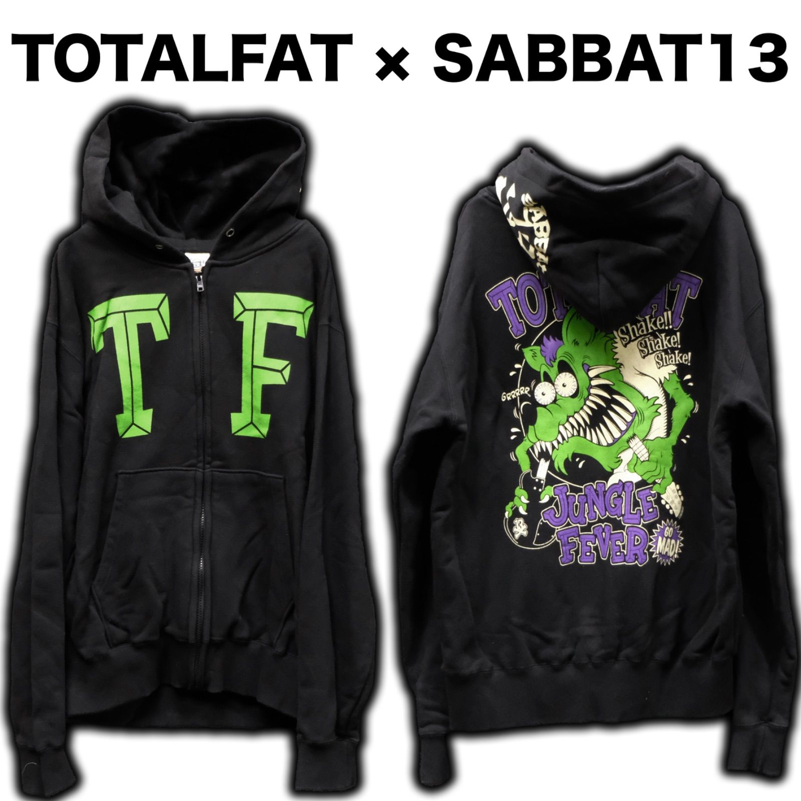 TOTAL FAT × SABBAT13 コラボジップパーカー ジャングルフィーバー