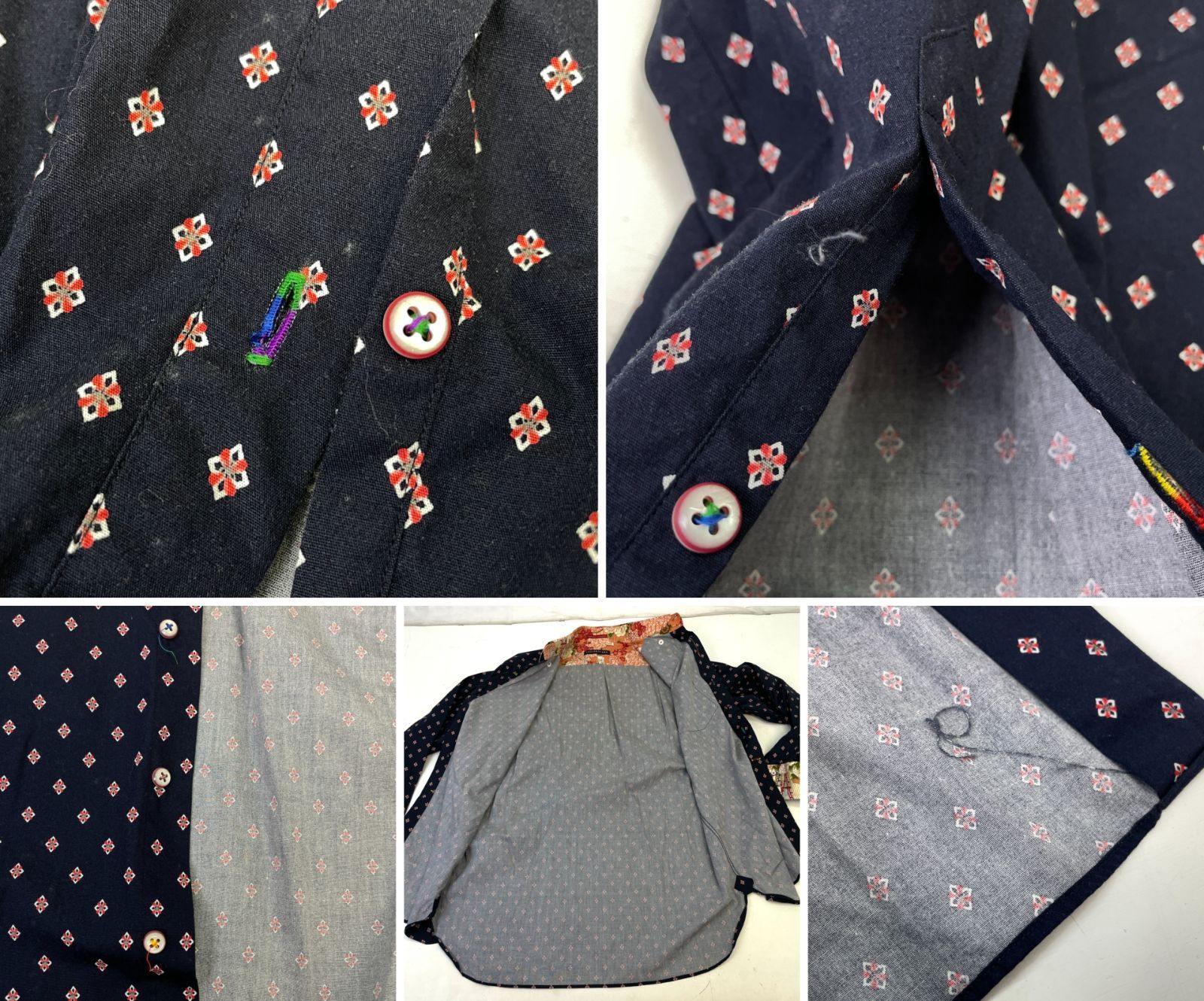 01m2604 LOUIS＆CLERK ルイス＆クラーク 柄シャツ ネイビー L