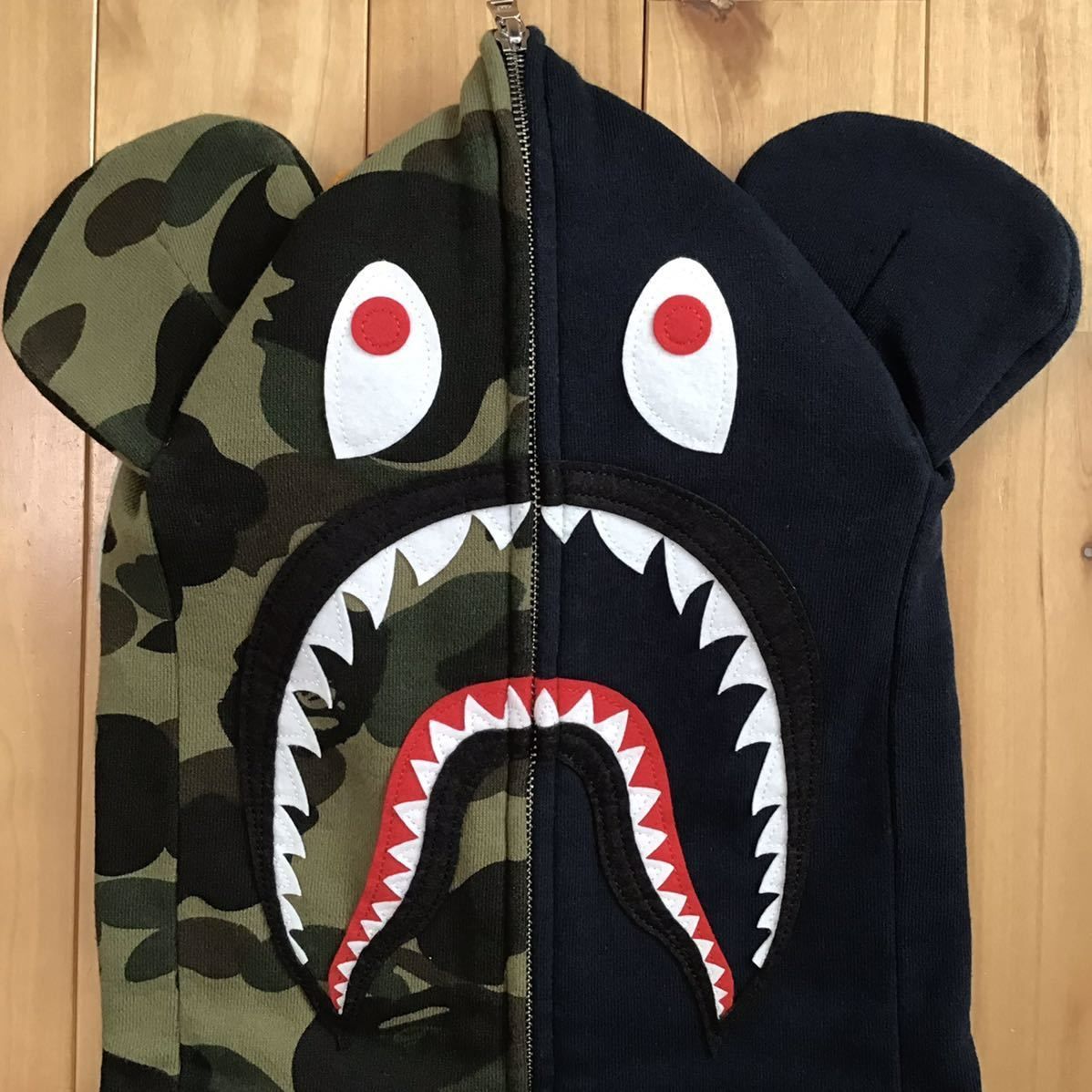 ★XL★ BE@R shark full zip hoodie ネイビー a bathing ape BAPE camo medicom toy  シャーク パーカー ベアブリック エイプ ベイプ