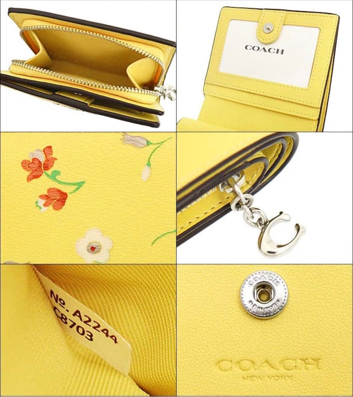 COACH コーチ 折り財布 花柄 フローラル×イエロー C8703 - メルカリ