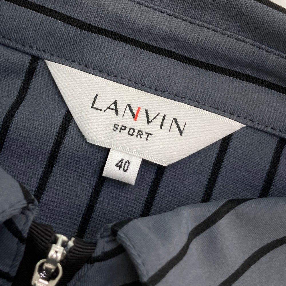 サイズ：40 LANVIN SPORT ランバン スポール  袖フリル ハーフジップ 半袖ポロシャツ ストライプ柄 グレー系 [240101443403] ゴルフウェア レディース ストスト サイズ：40 LANVIN SPORT ランバン スポール 袖フリル ハーフ