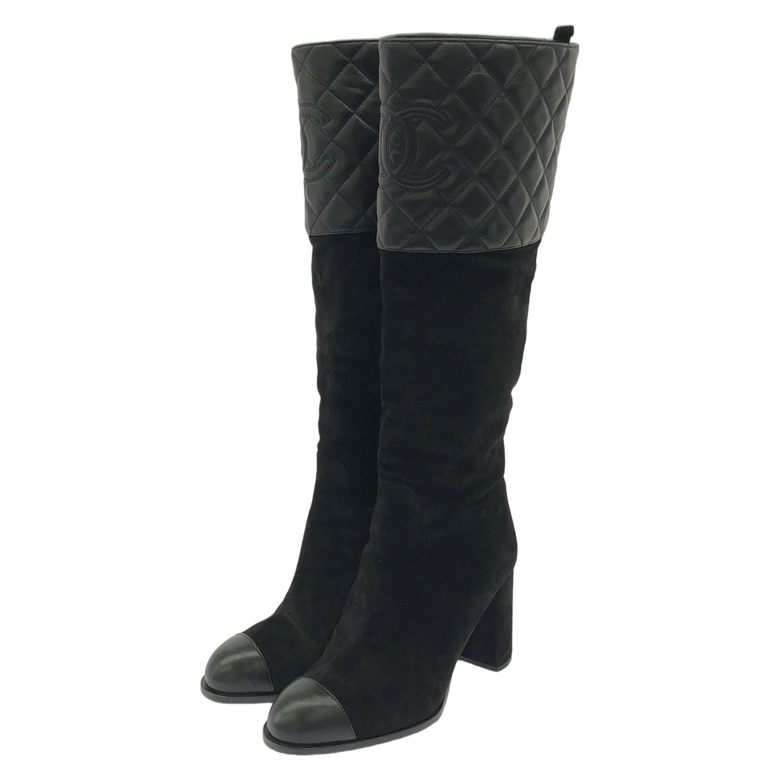 シャネル CHANEL ブーツ ブーツ ブラック スウェード ブーツ レディース Used B