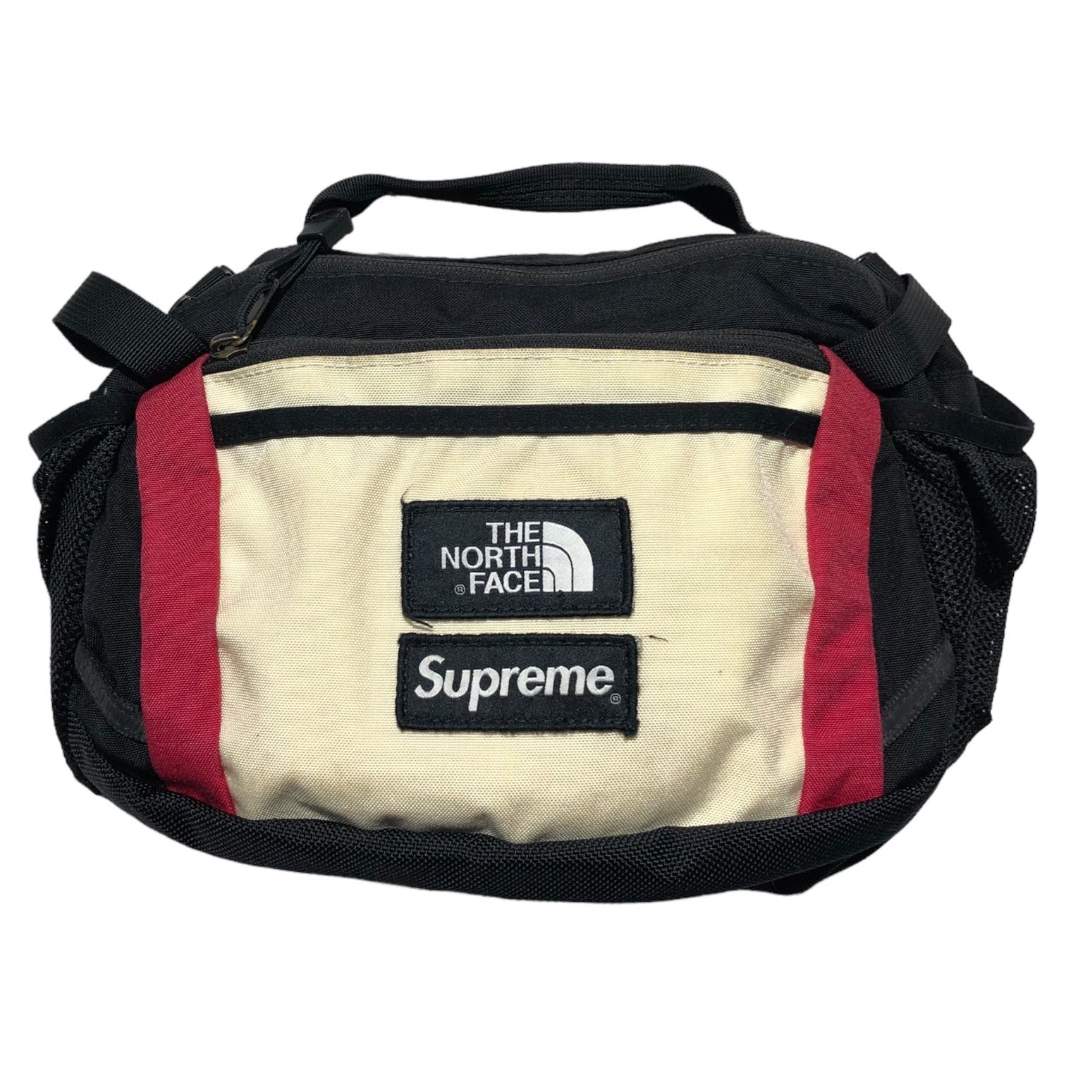 Supreme × THE NORTH FACE(シュプリーム×ノースフェイス) 18AW waist bag ウエストバッグ ブラック×アイボリー×レッド