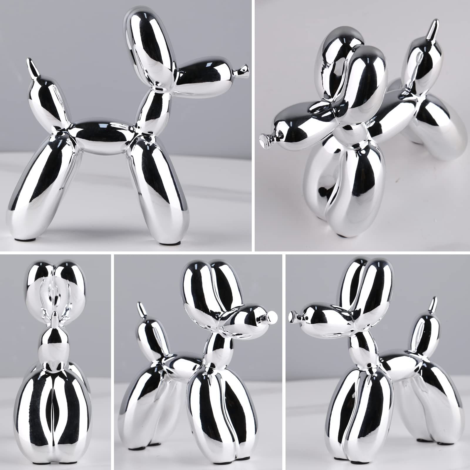 光沢のある電気メッキバルーン犬の像収集可能な置物アート彫刻動物置物