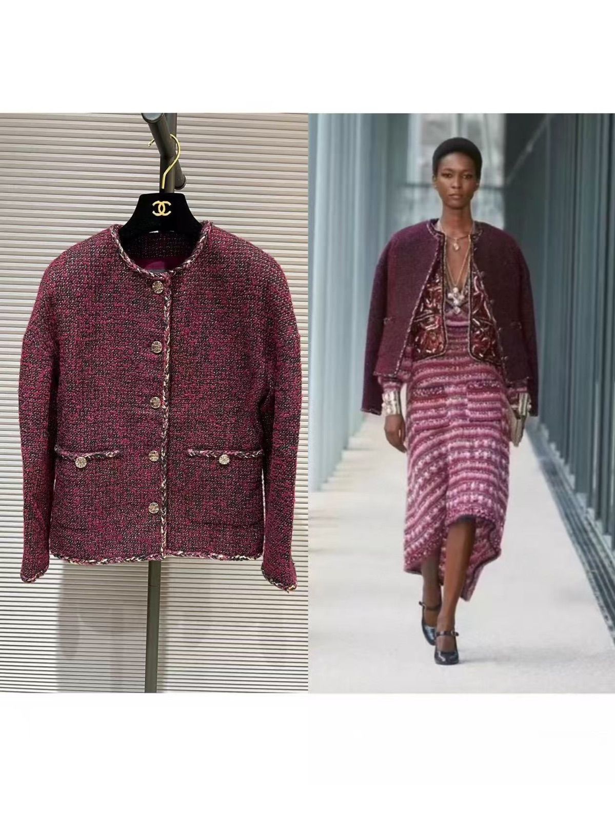 CHANEL 22A P73202V62315 JACKET シャネルジャケット 34 ワイン