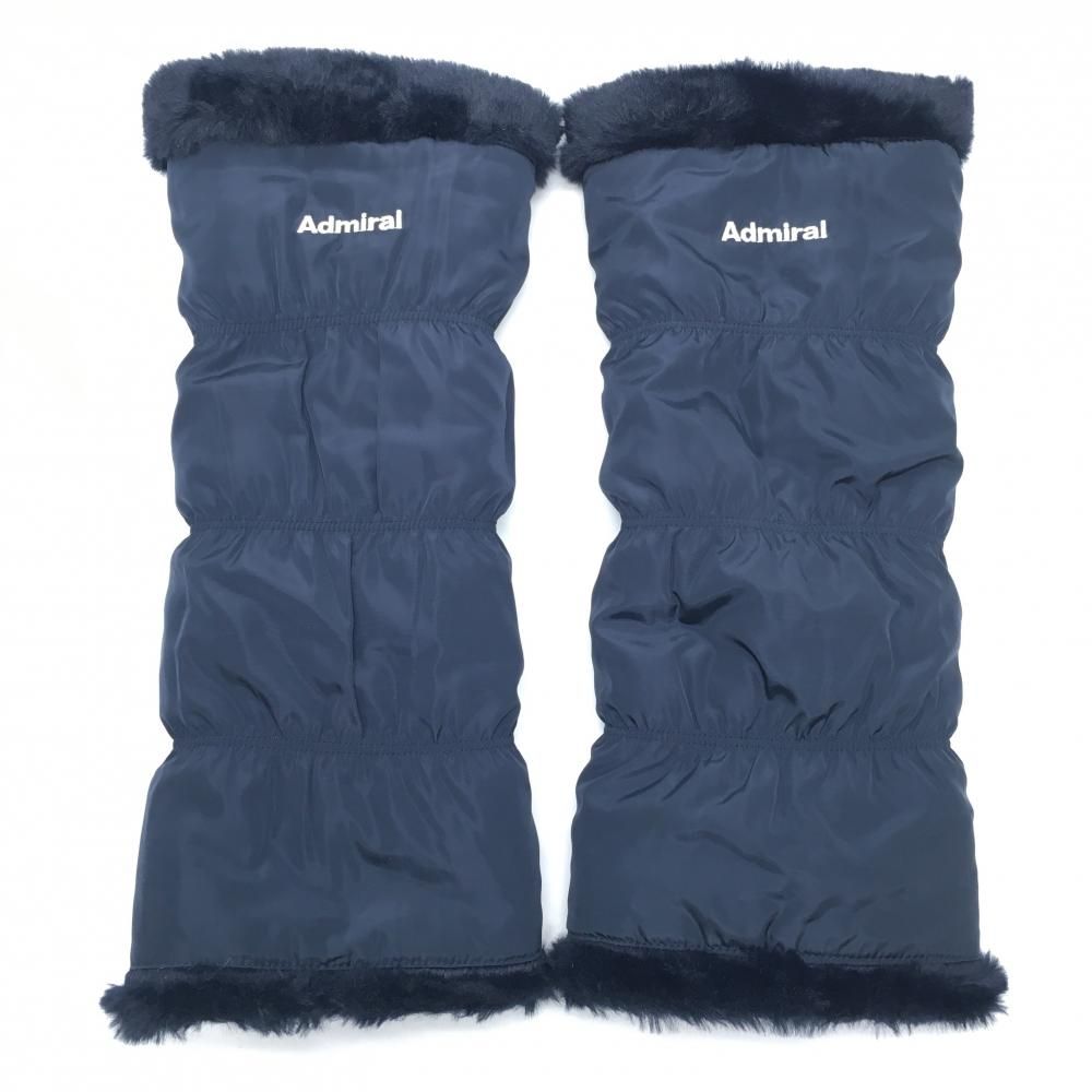 【超美品】アドミラル リバーシブルレッグウォーマー ネイビー 裏ファー  レディース フリー ゴルフウェア Admiral
