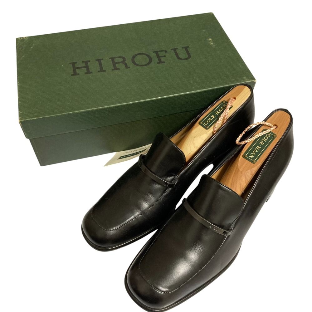 ヒロフ　HIROFU パンプス　ハイヒール　黒　23.5 美品 HIROFU ヒロフ レザー スクエアトゥ ヒール ローファー
