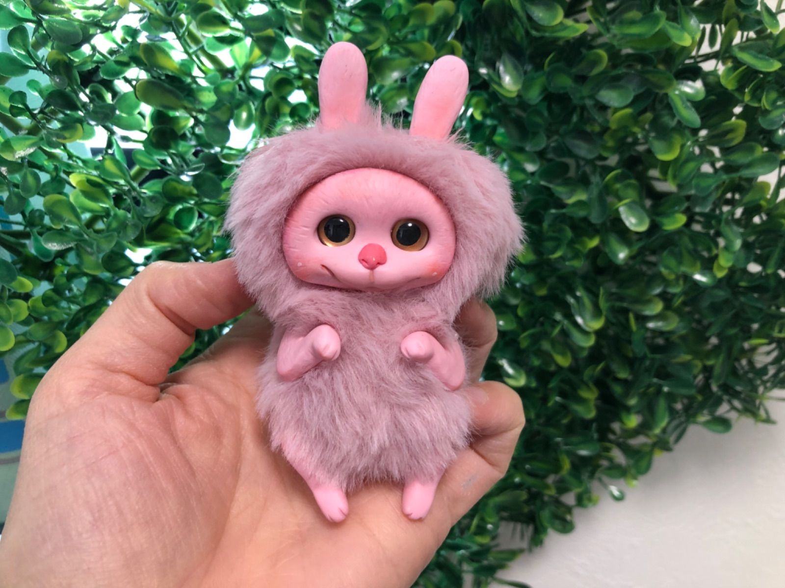 ふわふわピンクうさぎのエミリーちゃんぬいぐるみドールアートドール