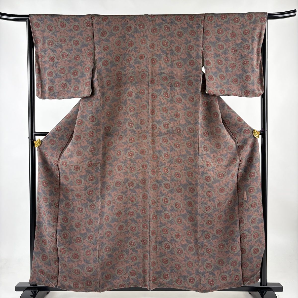 平和屋着物▽上質な小紋 単衣 枝花文 暈し染め 正絹 逸品 DAAQ3609az