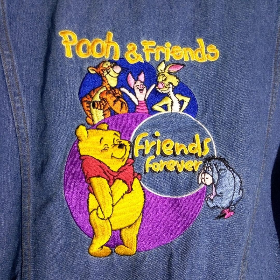 【M】Disney プーさん　背面総刺繍　デニムジャケット M様専用】Disney プーさん 背面総刺繍 デニムジャケット - メルカリ