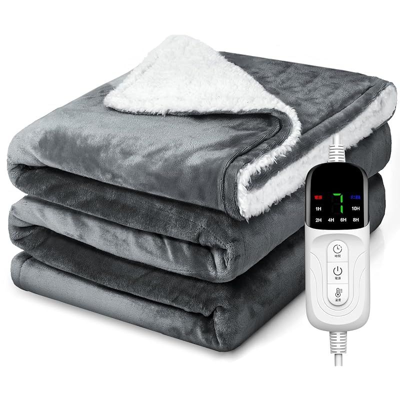 電気毛布 掛け敷き兼用 188×130cm 大きいサイズ＆フランネル＋起毛 電気ブランケット 電気ひざ掛け 3分速暖 恒温加熱 ダニ退治 7段階温度調整 6段階切タイマー ふわふわ 暖房器具 省エネ 自動電源オフ 過熱保護 丸洗い可 厚手生地 毛玉なし 頭 1
