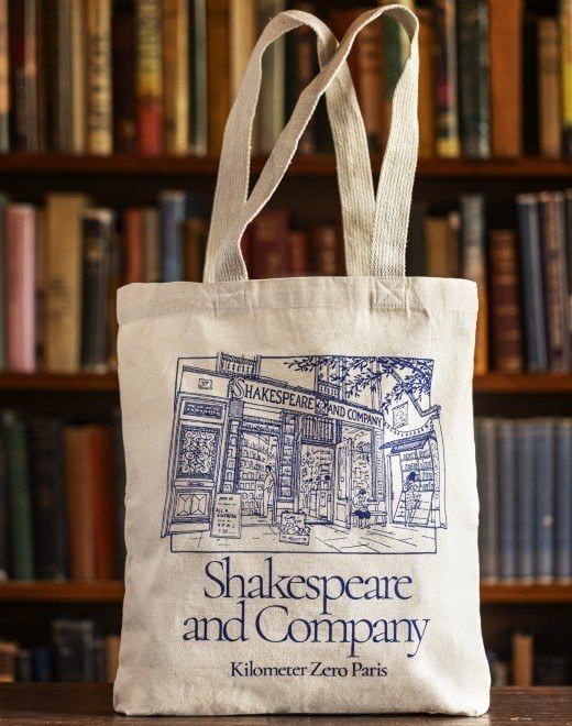 フランス パリ Shakespeare and Company シェイクスピアアンドカンパニー トートバック 青＆店構え 新品 オーガニック  直輸入&本物