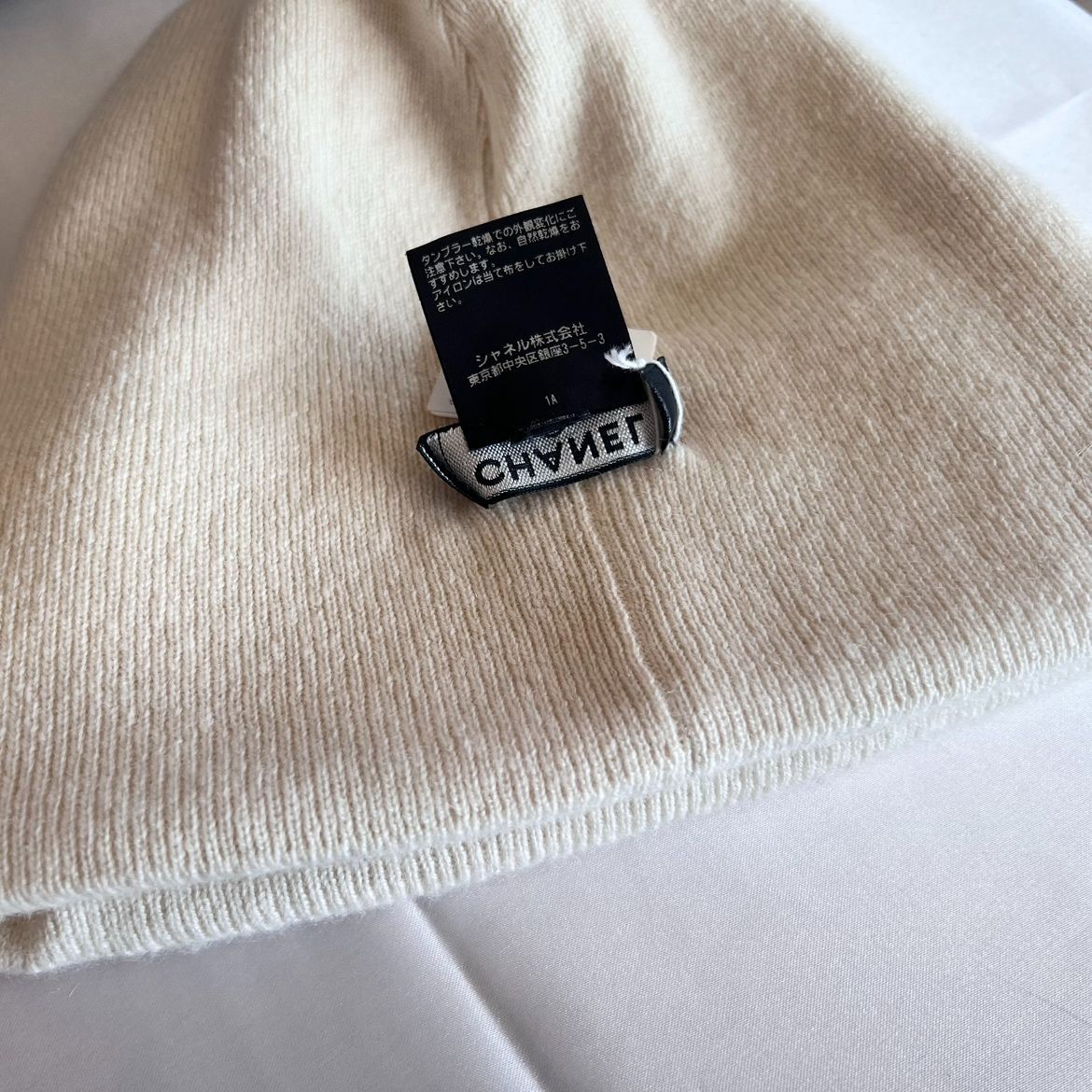 CHANEL シャネル ココマーク 刺繍 カシミヤ ニット帽 ビーニー